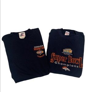Vintage Denver Broncos Mens 2 T-Shirt BundleMedium (M) Navy Blue NFL Football.